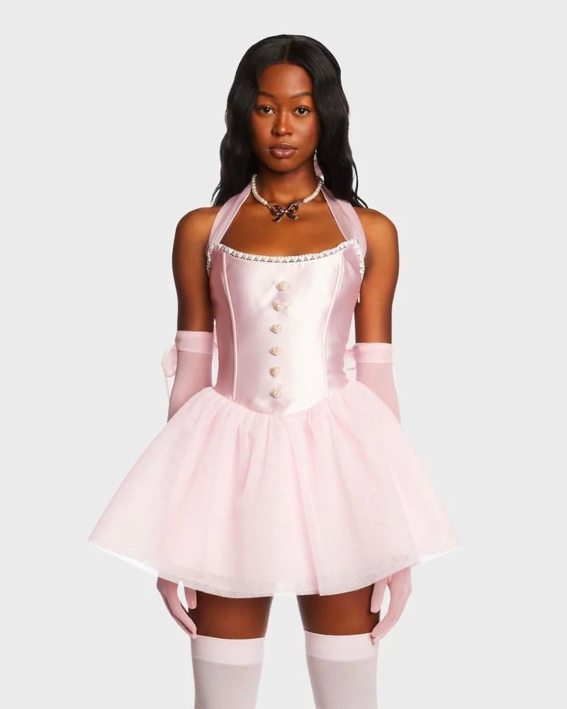 pink corset dress
